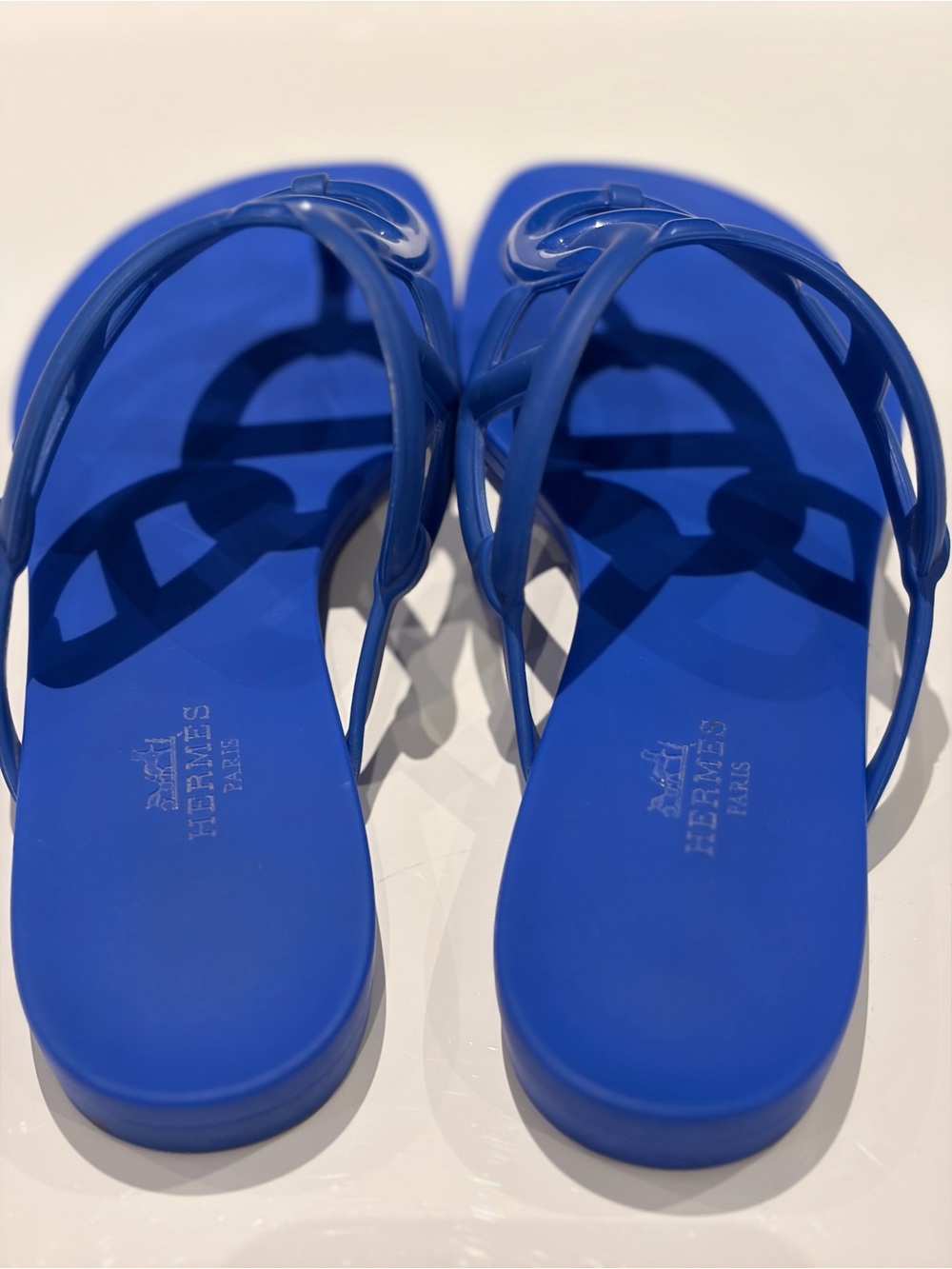 Hermes Egerie Blue Rubber Sandals 38 - Picture 3 of 4